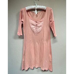 Prairie Underground Organic Cotton Knit Mini Dress Size Medium Peach Half-Sleeve